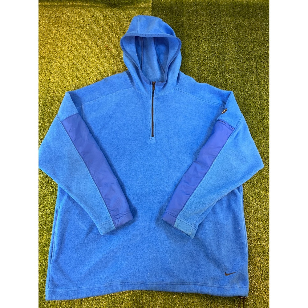 Nike ACG Mens Blue Therma-FIT Half Zip Fleece Hoodie Vintage Gorpcore Pullover L